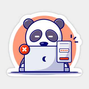 Cute Panda Working With Laptop And Forgot The Password Sticker